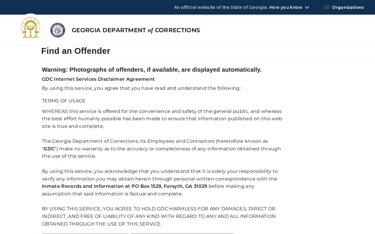 Georgia offender search for Washington County released inmates